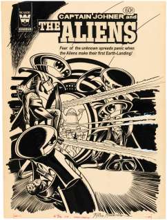 "CAPTAIN JOHNER AND THE ALIENS" #2 COMIC BOOK COVER ORIGINAL ART BY RUSS MANNING. | Hake’s
