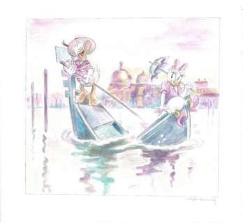 Donald & Daisy Duck In Venice - Original Painting - Tony Fernandez | Catawiki