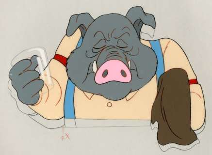 Bommel en Tom Poes - Originele filmcell + lijntekening  herbergier - (1981) | Catawiki