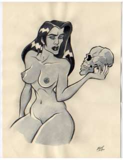 XAVI (Xavier Vives Mateu) - Original drawing - Girl and skull - (2015) | Catawiki