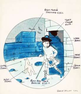 Tintin - Studios Hergé - Dessin Ã  l’encre de chine avec son calque - (1990) | Catawiki