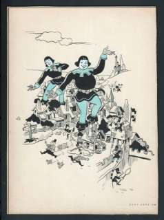 Geesink, Joop - Originele tekening - Belfleur en Bonnevu in het land van van Koning Kashoek - O.I. aquarelle encre et bleu sur carton épais - (1941) | Catawiki