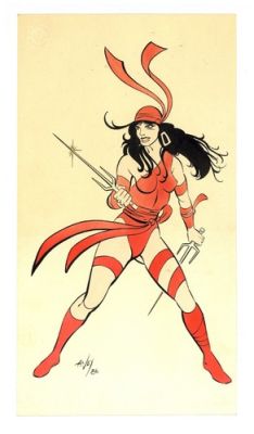 ORIGINAL Al Vey Elektra PIN-UP! Pencil ink and color! 1986! Daredevil! Marvel! | eBay US