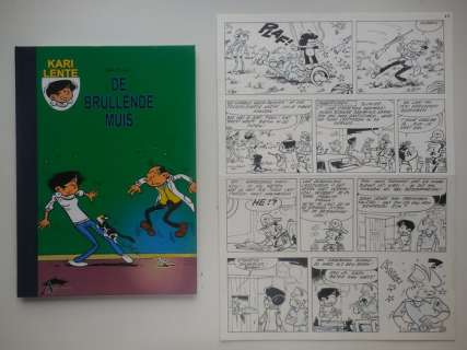 Mau, Bob - Original page (p.23) + album - Kari Lente 31 - De brullende muis - hc with cloth spine - 1st edition - (2009) | Catawiki