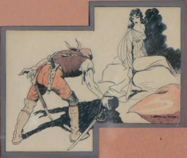 Calvo | Â«Manouck le CorsaireÂ». Gouache couleurs sur papier. Format 12 x 10 | Tessier Sarrou