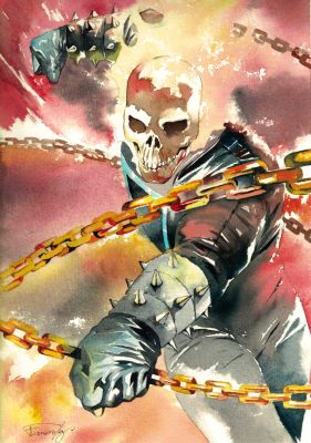 Denny Fernandez | Ghost Rider Watercolor Illustration | Raremarq (Buy It Now)