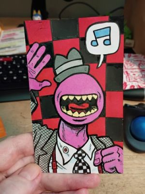 Evan Dorkin Original Hectic Planet / Pirate Corp$! Mr Blue Color Sketch Card