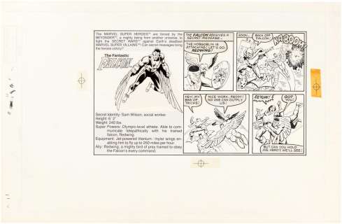 SECRET WARS FALCON CARDBACK ORIGINAL ART BY DON PERLIN. | Hake’s