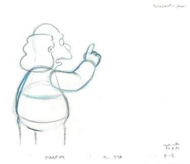 Dewey Largo - The Simpsons, Season 9 - Matt Groening - FOX Production Drawing - Dessiné Ã  la main - (1998) | Catawiki