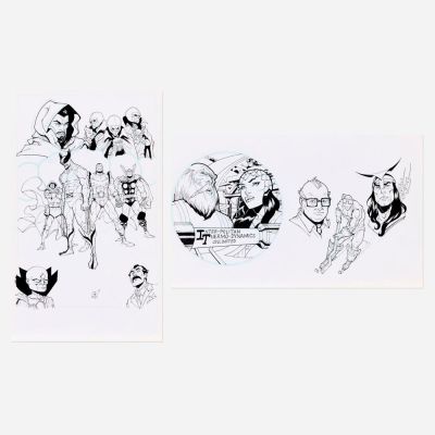 Lot 249 - Gustavo Vazquez, Group of 2 Marvel Handbook Illustrations Original Art | Landry Pop Auctions