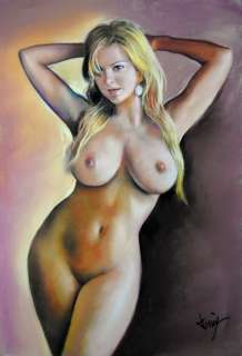 Domingo Ãlvarez GÃ³mez - Dibujo al pastel - Chica desnuda - Travail unique - (2019) | Catawiki