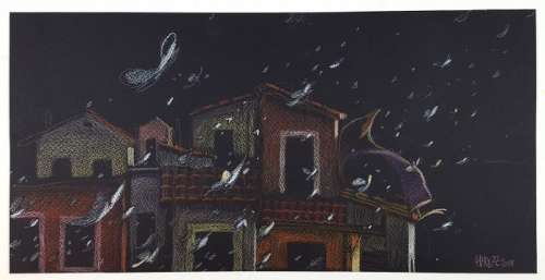 Massimiliano Frezzato - illustraz. origin. "Un Corvo Tra Le Farfalle" - Page volante - (2018) | Catawiki