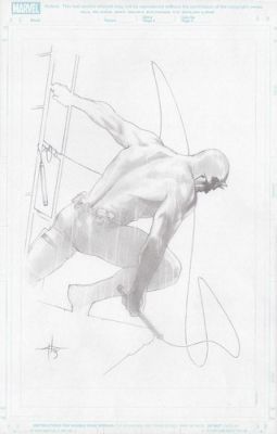 Gabriele Dell‘Otto - 11 by 17 Daredevil Original Marvel Pencil Pin Up Published