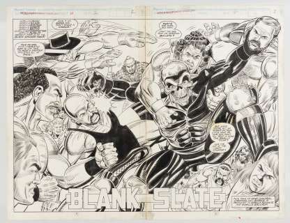 WCW WORLD CHAMPIONSHIP WRESTLING #10 ORIGINAL ART DOUBLE-PAGE SPREAD BY RON WILSON. | Hake’s