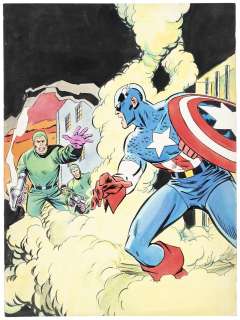 CAPTAIN AMERICA #36 SPANISH COMIC BOOK COVER ORIGINAL ART BY RAFAEL LÓPEZ ESPÍ. | Hake’s