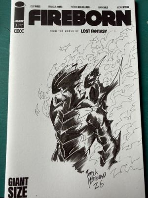 FIREBORN 01, first printing, sketch cover art by artist Patrick Mulholland