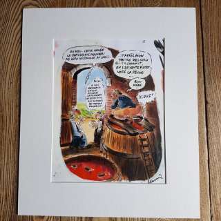 Vuillemin, Philippe - Dessin original en couleur - In Vinum veritas | Catawiki