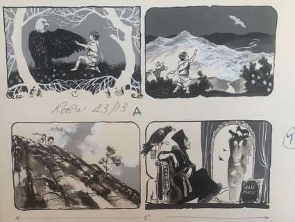 Robin - - Original drawing  (Monochrome watercolour) - Fairy Tales - Bad Magic - Page volante | Catawiki