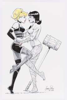 BETTY & VERONICA AS HARLEY QUINN & POISON IVY ORIGINAL ART BY ANDREW PEPOY. | Hake’s