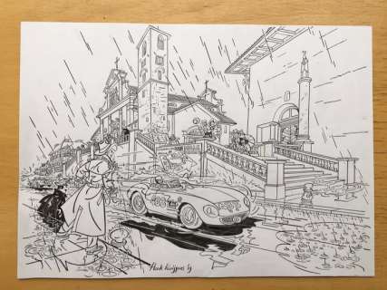 Franka - Originele tekening - Vrij werk: Mille Miglia 1956  - (2019) | Catawiki