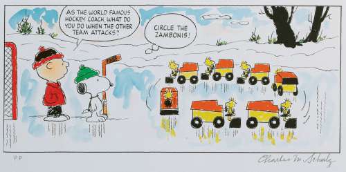 Charles Schulz signed limited edition lithograph entitled, â€œCircle the Zambonisâ€. | Profiles in History