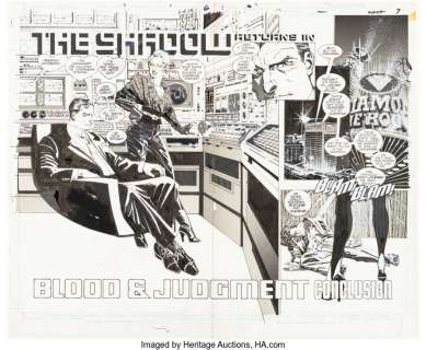 Chaykin, Howard | Howard Chaykin The Shadow #4 Double Page Spread 6-7 Original Art (DC, 1986).... | Heritage