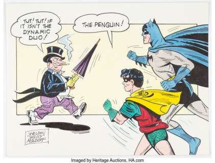 Moldoff, Sheldon - Sheldon Moldoff -Batman, Robin and Penguin Illustration Original Art (undated)....