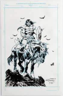 Unidentified artist - superhero sketches - Scott Reed [John Buscema blue lines] - Conan Illustration Original Art (undated)....