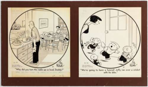Keane, Bil - Bil Keane The Family Circus Daily Single-Panel Comic Strip 2 Episodes on 1 Sheet Original Art (Register & Tribune ...