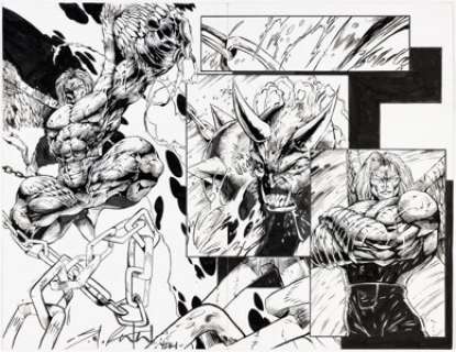 Robertson, Shelby - Shelby Robertson Morbid Angel #3 Double Page Spread 10-11 Original Art (London Night, 1997)....