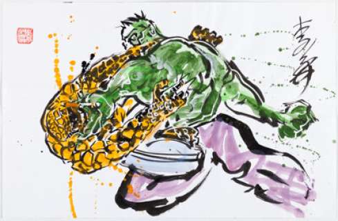 Lee, Andy - Andy Lee - Hulk vs. Thing Illustration Original Art (undated)....
