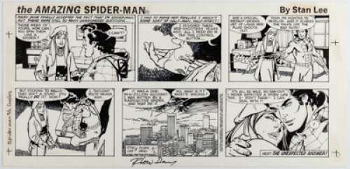 Comic strip artist - unidentified - Floro Dery Amazing Spider-Man Sunday Comic Strip dated 3-2-85 (Marvel/Register and Tribune Syndicate, 1985). ...