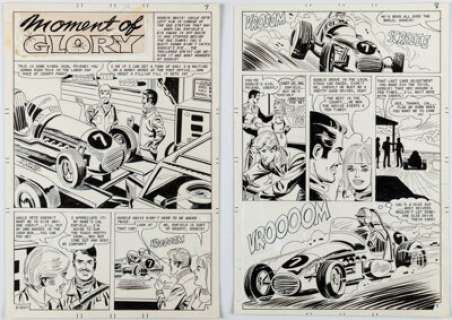 Nicholas, Charles - Charles Nicholas and Vince Alascia Drag n‘ Wheels #52 Complete 6-page Story "Moment of Glory" Original Art (Charlt... (Total: 6 Original Art)