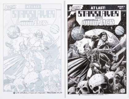 Truman, Timothy - Timothy Truman Starslayer #18 "Starslayer Meets Grimjack" Reimagined Cover Commission Original Art (2022).... (Total: 2 Items)