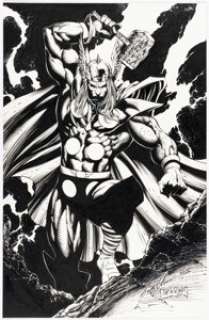 Scott Clark and Jeff de los Santos - Thor Illustration Original Art (2010).