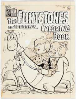 Tony Tallarico - The Flintstones and Pebbles Coloring Book #540 Cover Original Art (Charlton, 1971).