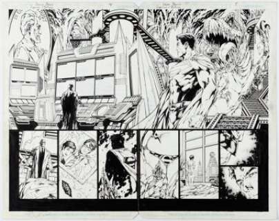 Shane Davis and Matt Banning Superman / Batman #46 Double Page Spread 4-5 Original Art (DC, 2008). (Total: 2 Original Art)