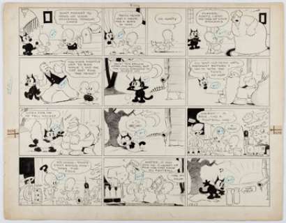 Otto Messmer Felix the Cat Sunday Comic Strip Original Art dated 12-17-33 (King Feature Syndicate, 1933). | Heritage