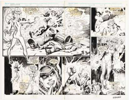 Mike Manley and Ricardo Villagran Darkhawk #8 Double Page Spread 2-3 Original Art (Marvel, 1991).