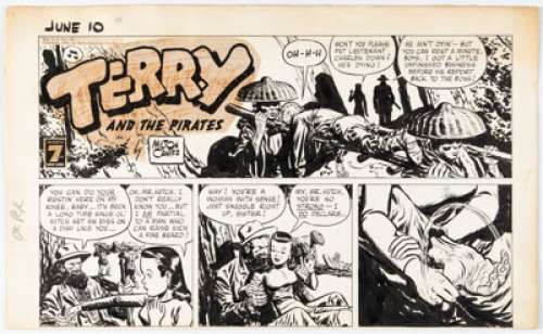 Milton Caniff Terry and the Pirates Partial Sunday Comic Strip Original Art dated 6-10-45 (News Syndicate, 1945). | Heritage