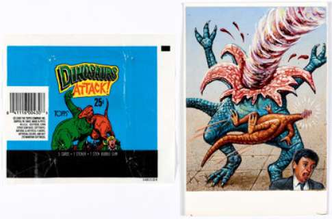 XNO 1988 Topps Dinosaurs Attack Card #50 "Gruesome Fate" Painting Original Art (Topps, 1988). | Heritage