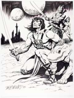 Tim Burgard - John Carter of Mars Chalk-Talk Illustration Original Art (1985).