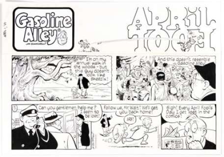Jim Scancarelli Gasoline Alley Sunday Comic Strip Original Art dated 4-1-01 (Tribune Media Services, 2001).