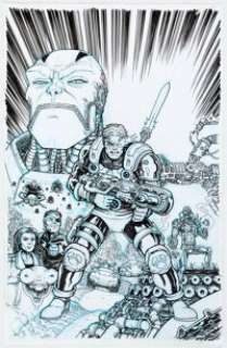 Chris Burnham Cable #157 Apocalypse and Nick Fury Variant Cover Original Art (Marvel, 2018).