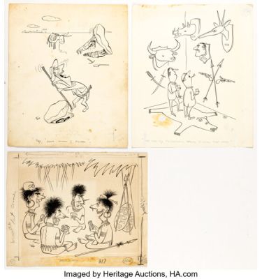Virgil Partch (as "VIP") - Single Panel Gag Cartoon Illustrations Original Art (c. 1950-60s).