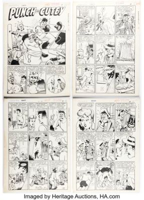 Joe Beck and Otto Eppers Punch Comics #12 Punch and Cutey Complete 7-Page Story Original Art (Chesler/Dynamic, 1945). (Total: 7 Items) | Heritage