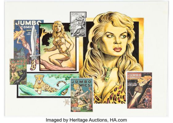Kent Burles - Irish McCalla as Sheena, Queen of the Jungle Tribute Illustration Original Art (2005).
