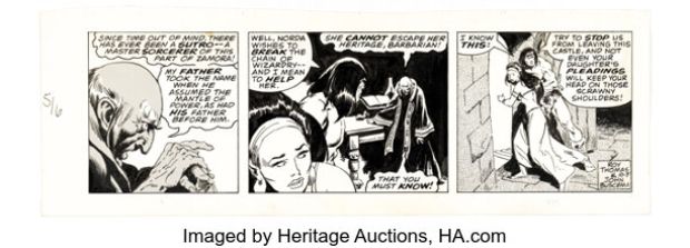 John Buscema Conan the Barbarian Daily Comic Strip Original Art dated 10-7-78 (Register and Tribune Syndicate, 1978). | Heritage