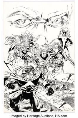 Rich Buckler - Super Hero Team Illustration Original Art (undated). | Heritage