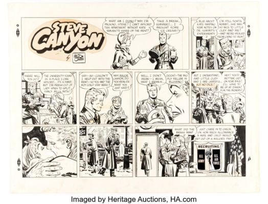 Milton Caniff Steve Canyon Sunday Comic Strip Original Art dated 2-3-52 (Field Enterprises, 1952). | Heritage
